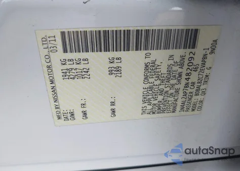 2011 Nissan Altima 2.5 S z USA, uszkodzony, nr VIN 1N4AL2AP7BN482092